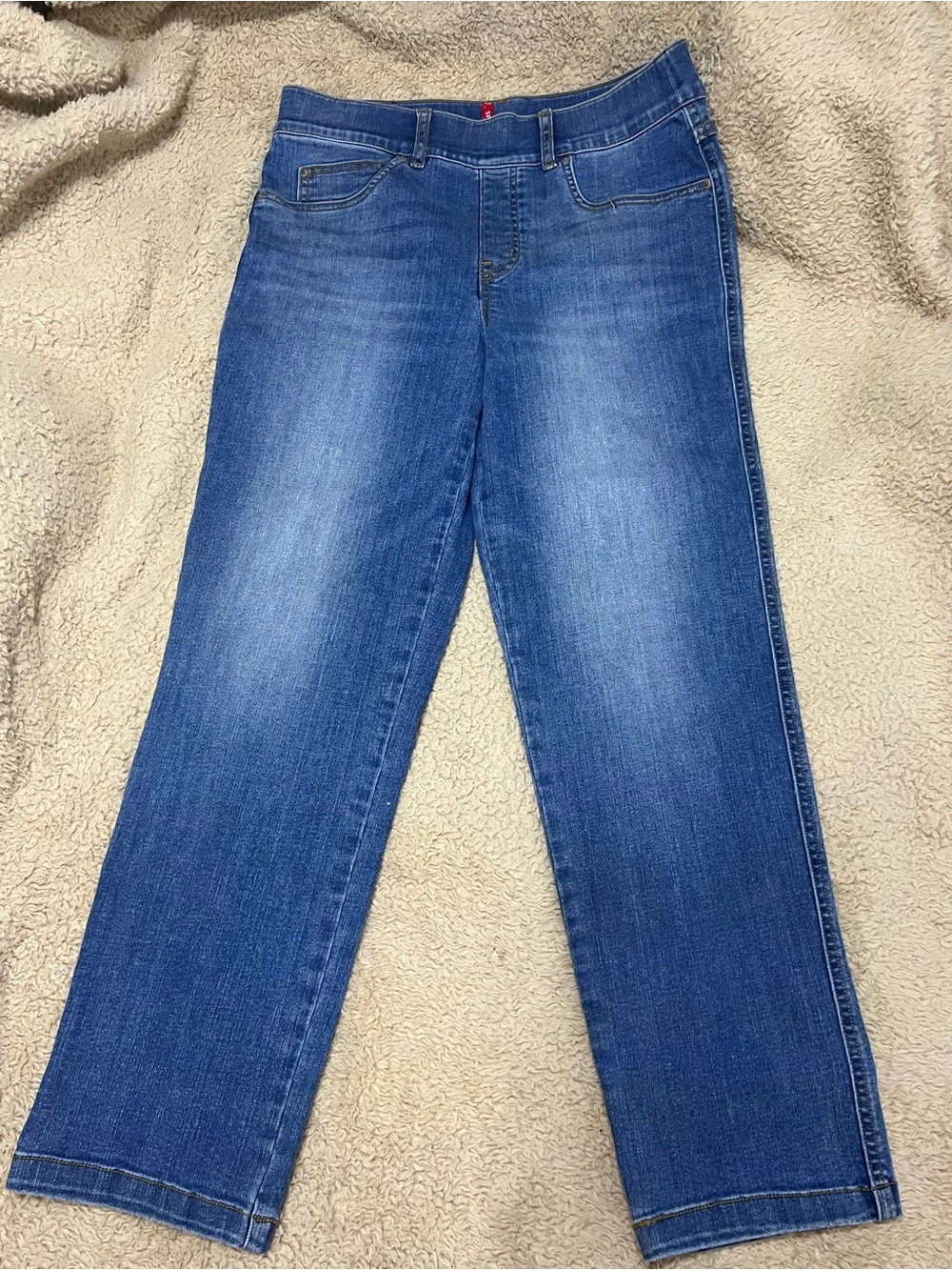 SPANX Women's Straight Leg Jeans in Medium Blue Medium petite